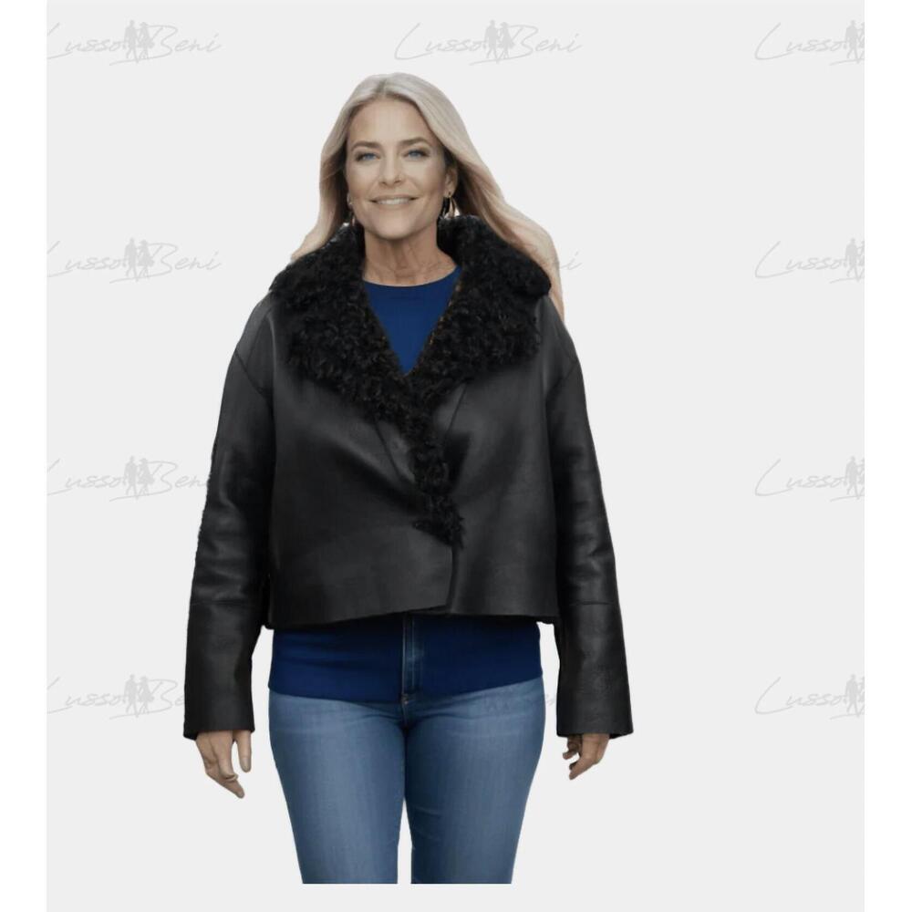 NEW LUSSO BENI swirl leather jacket in black